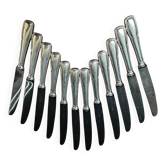Set of 12 silver-plated metal knives from the Nicolet Orléans brand