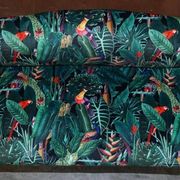 Vintage mini canapé in Birds of Paradise fabric