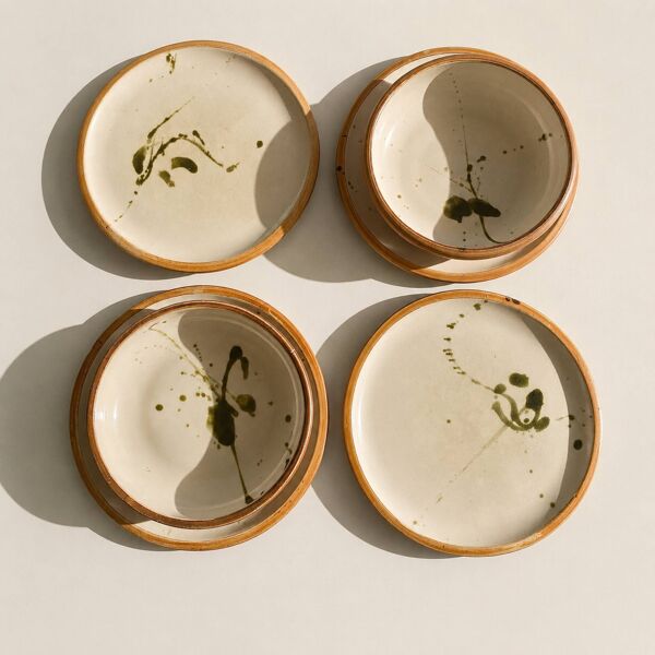 Service en gres madeleine brault poterie la colombe 60s