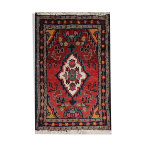 tapis antique persan tapis rouge en laine fait à la main - 40x60cm