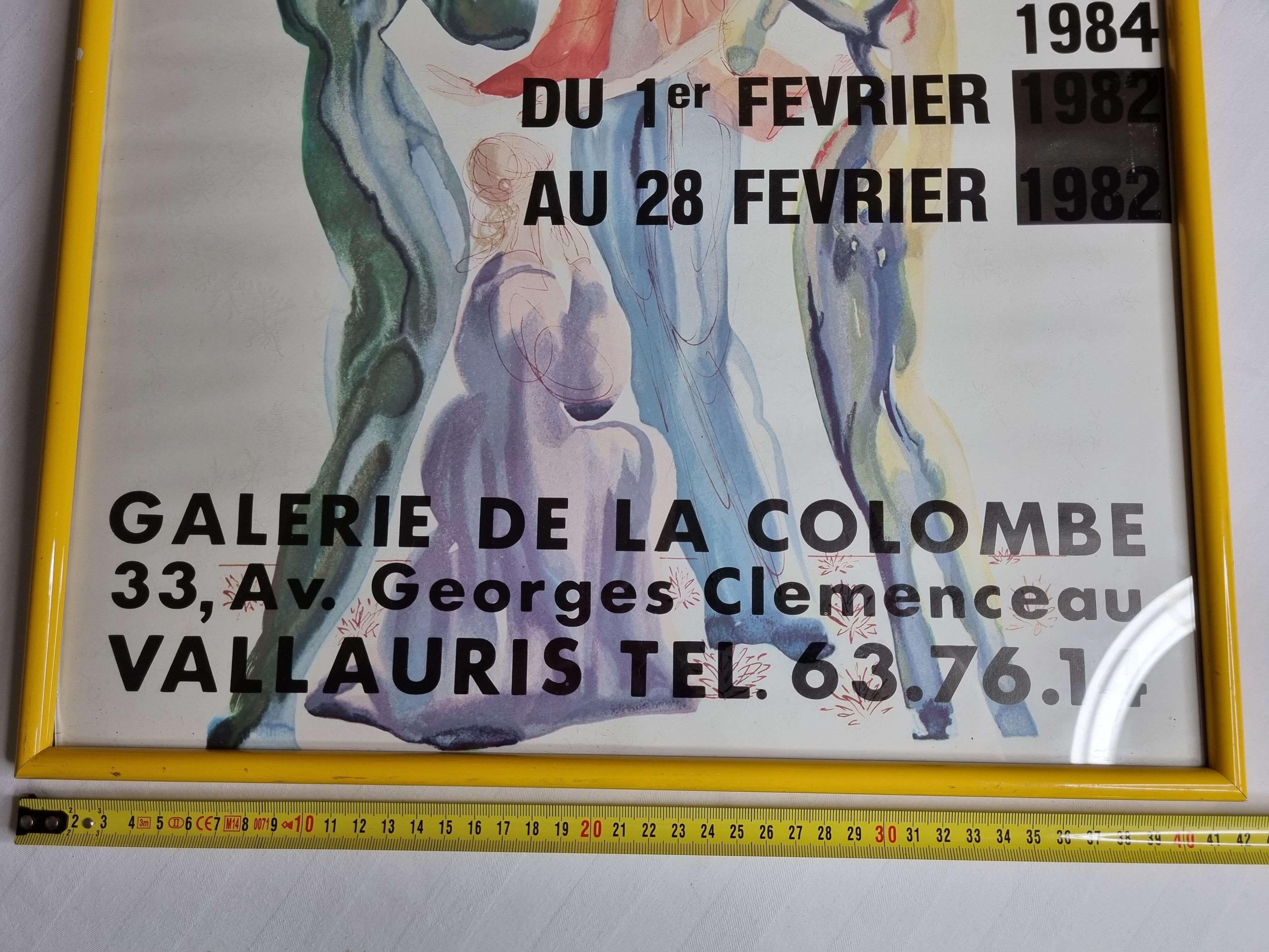 Dali exhibition poster, Galerie de la Colombe, Vallauris 1984 framed