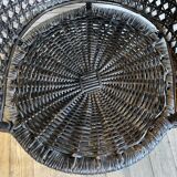 Emmanuelle armchair, peacock tail, rattan, wenge, vintage, 70s