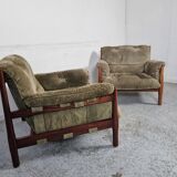 Pair of Brazilian rosewood armchairs, 70s