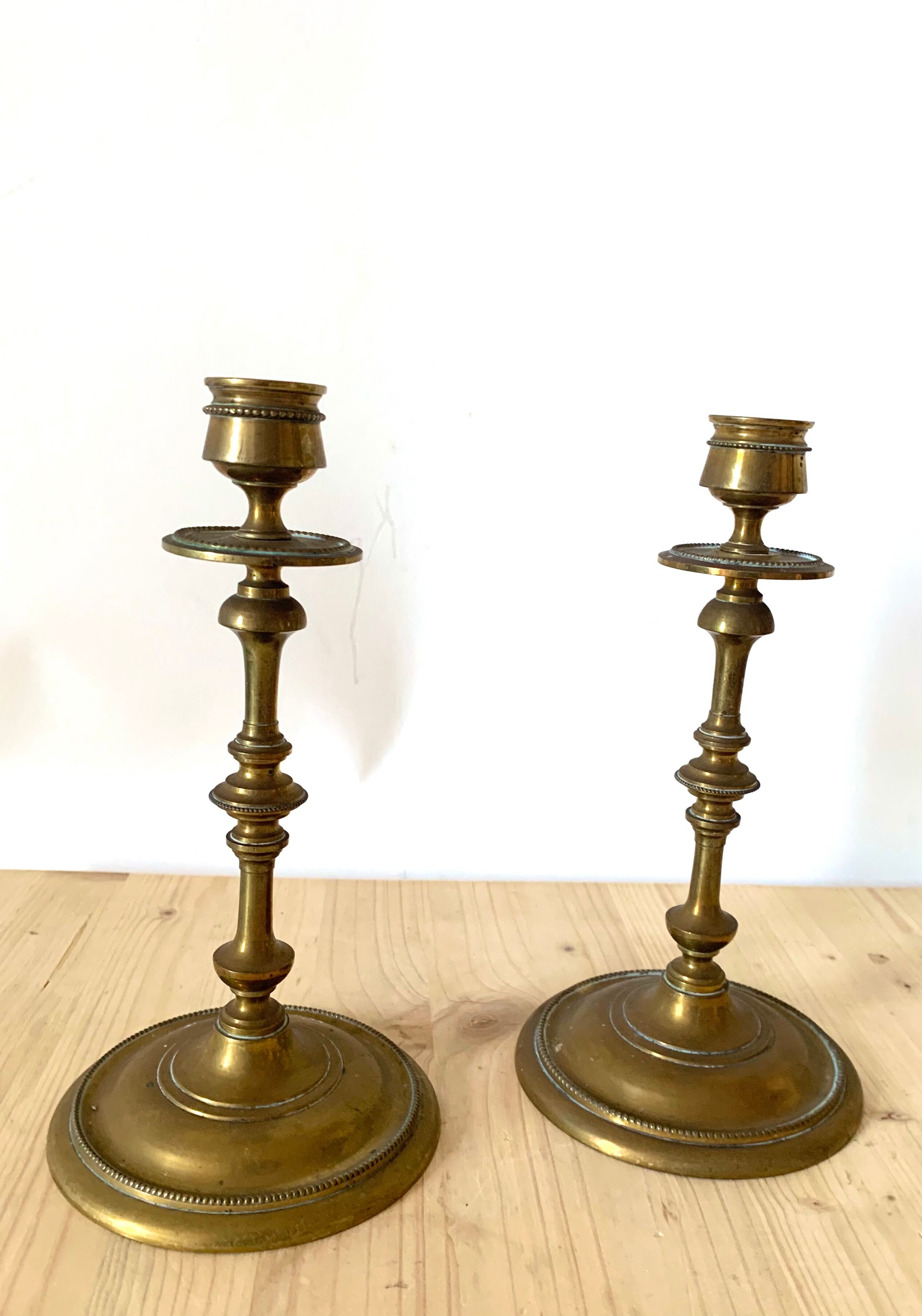 Pair of brass candle holders