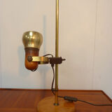 Lampe de table en laiton et bois années 70