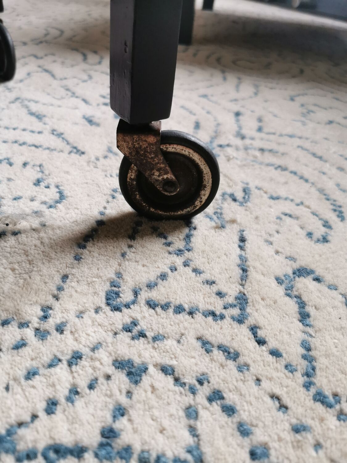 Art Deco wooden mirror and brass rolling service