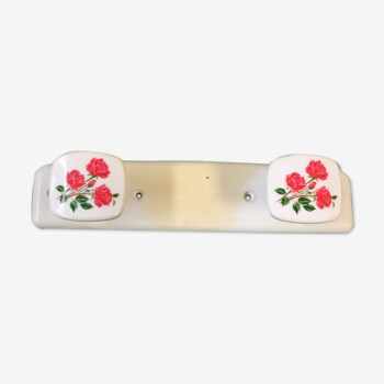 Porte-manteaux syla en plastique fleurs vestiaire 2 patères déco vintage