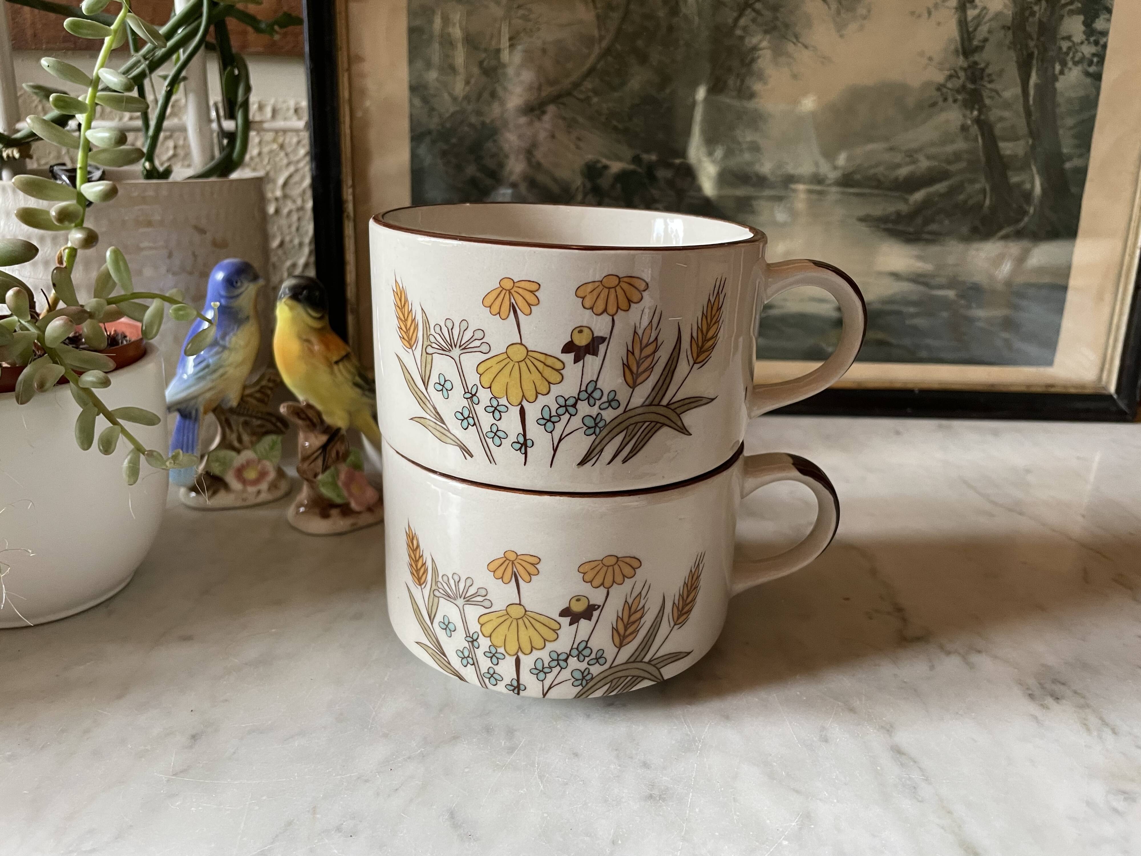 Vintage stoneware lunch cups