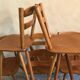 Set of 8 vintage beech chairs compass feet 1960's