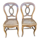 Pair of solid oak chairs with caned seats - 1930s