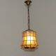 French Vintage Capiz Shell Hanging Pendant Light in Brass Metal and Copper