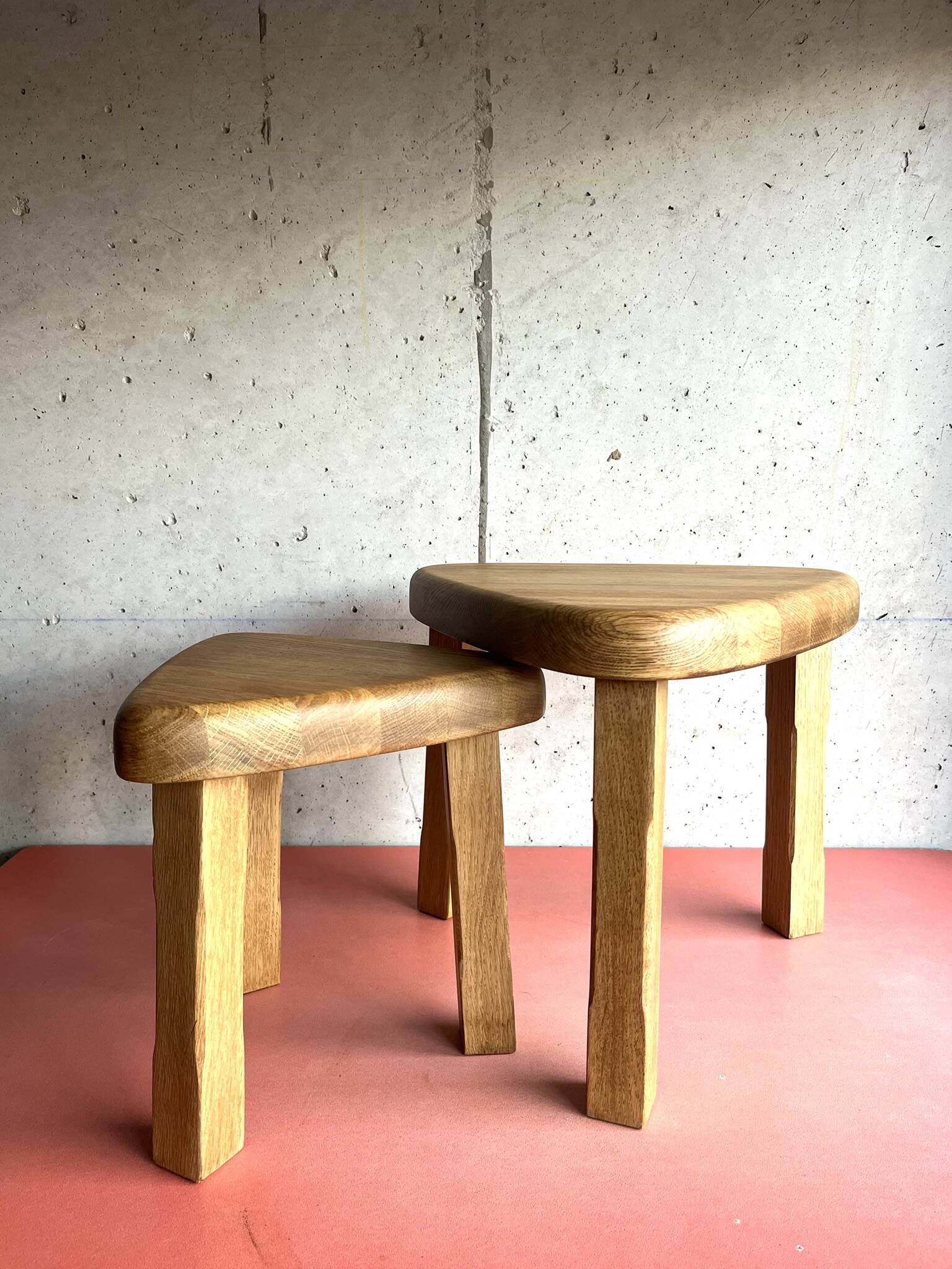 Vintage brutalist nesting tables in solid wood, design