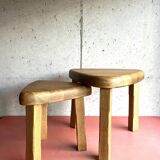 Vintage brutalist nesting tables in solid wood, design