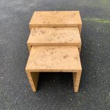 Set of 3 Rare Art Deco Burl Nesting Tables