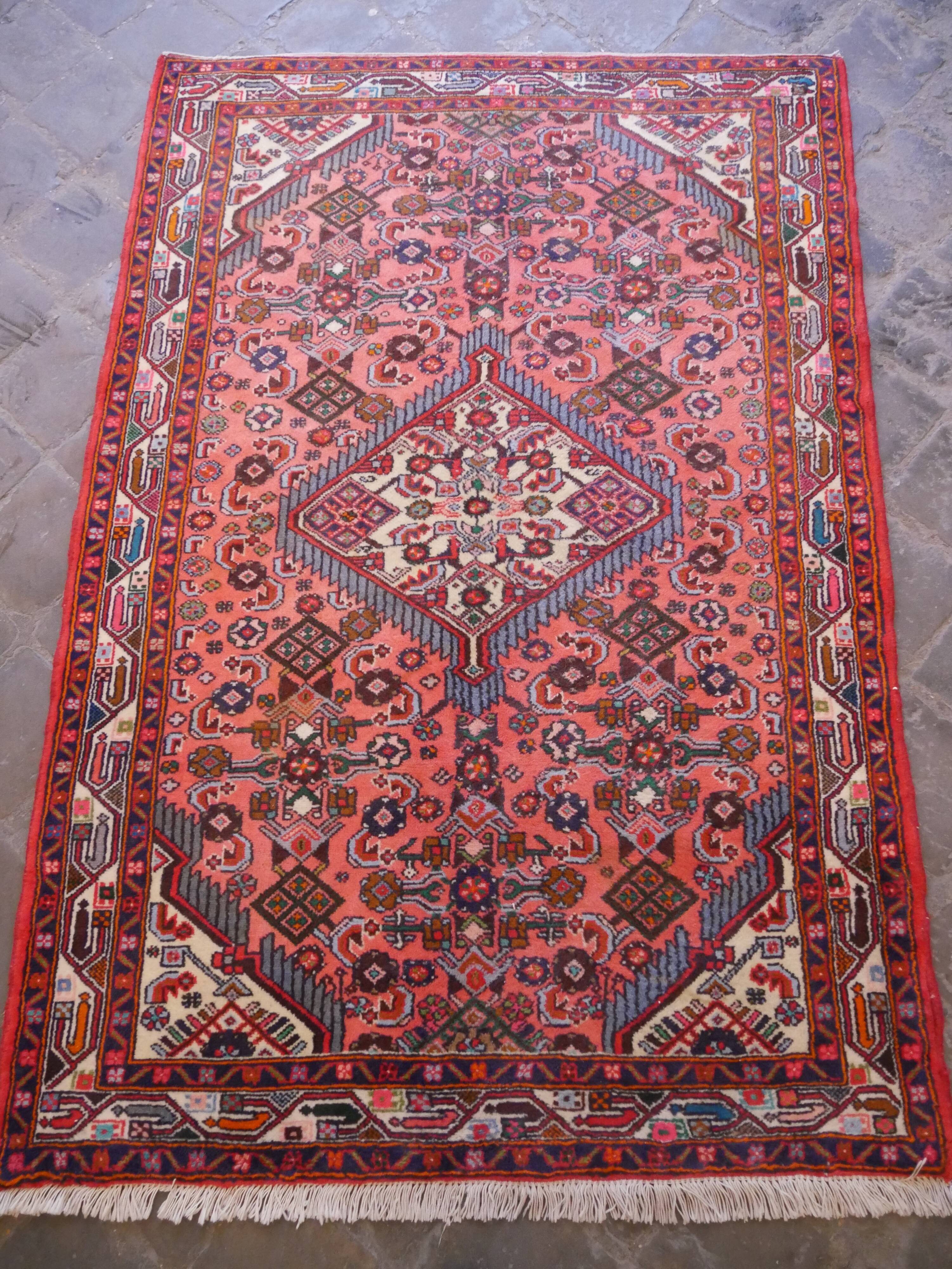 Vintage Persian Hamadan Handmade Oriental Carpet 103x150cm
