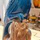 Turquoise glazed ceramic cockatoo parrot statuette 30 cm
