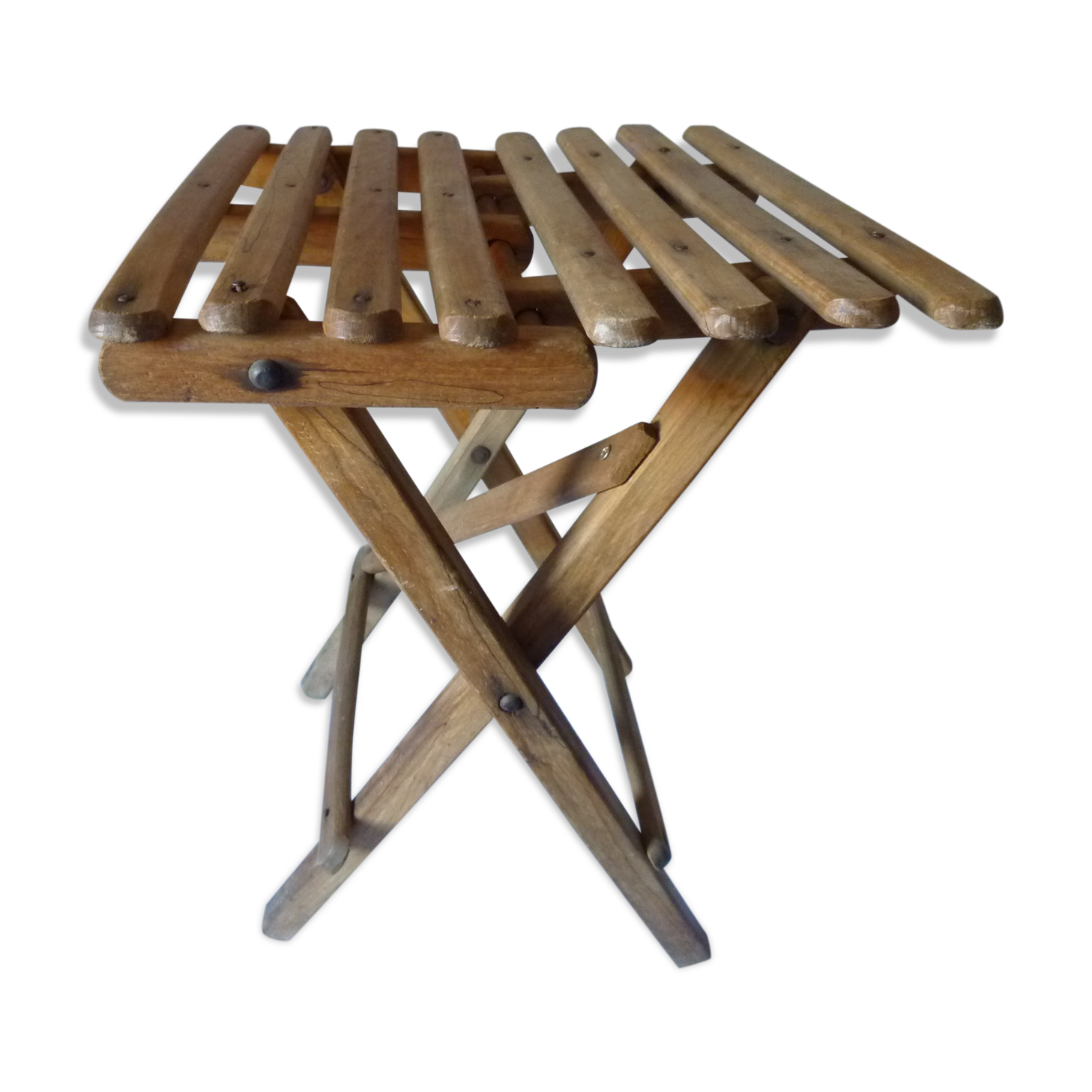 Wooden folding stool