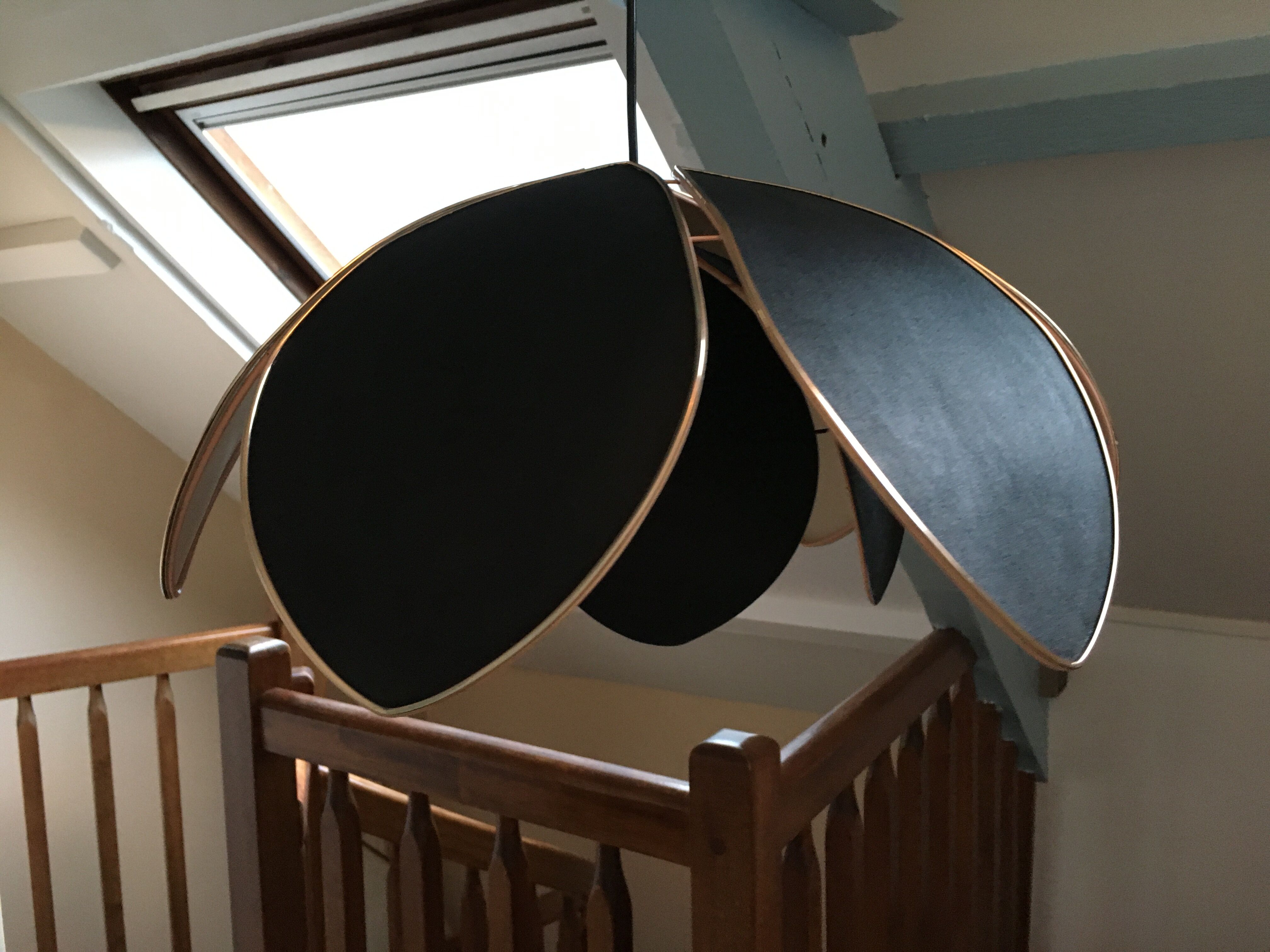 Black fabric flower and gold liseret hanging lamp