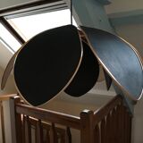 Black fabric flower and gold liseret hanging lamp