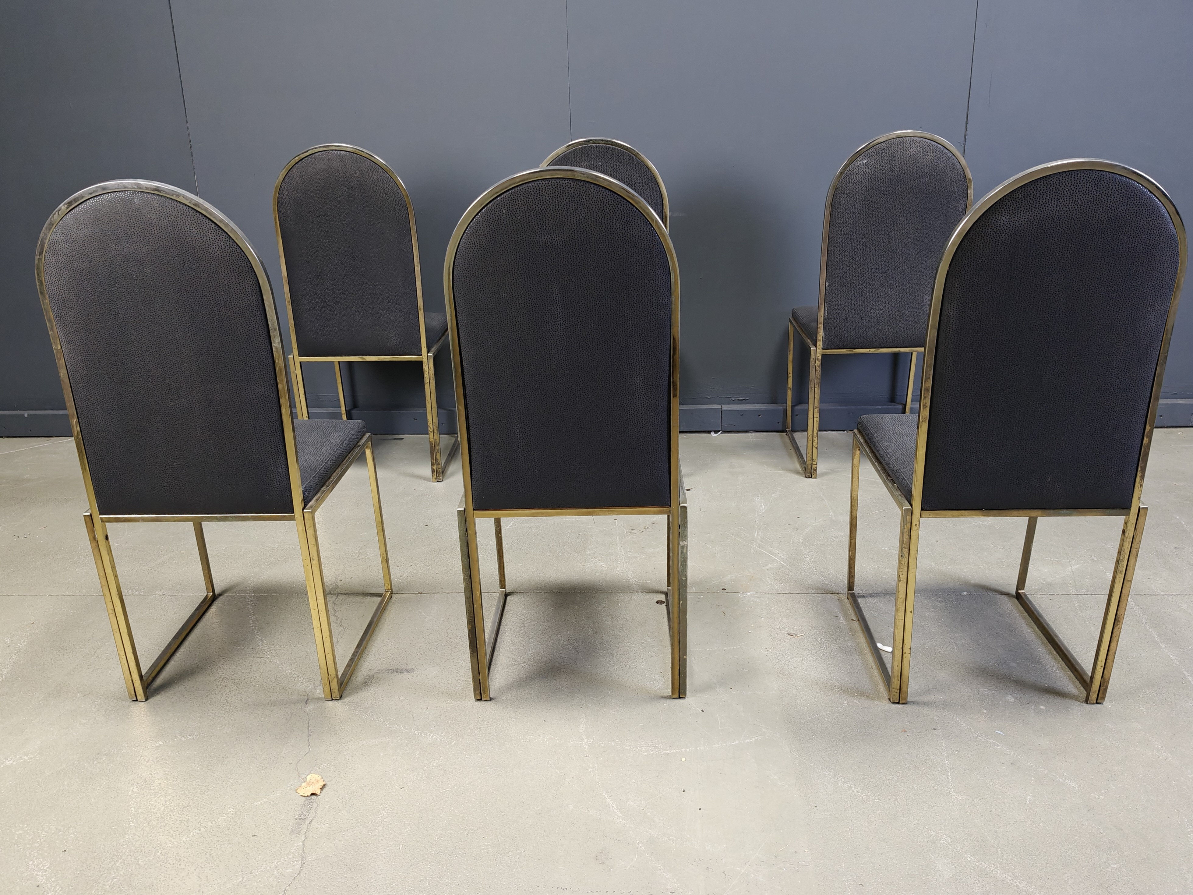 Vintage brass dining chairs by Belgochrom, 1970s
