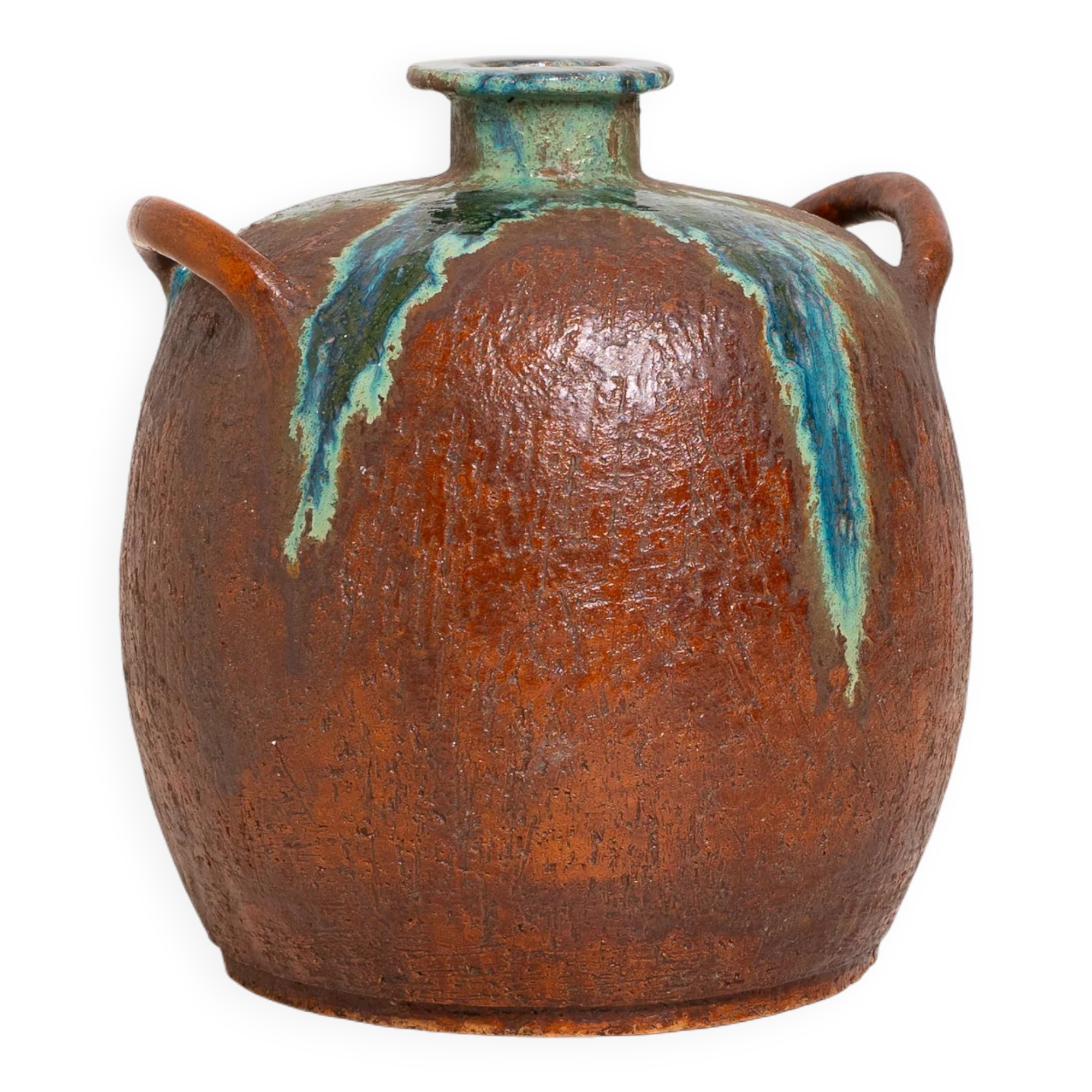 Large Handmade Ceramic Vase with Drip Glaze