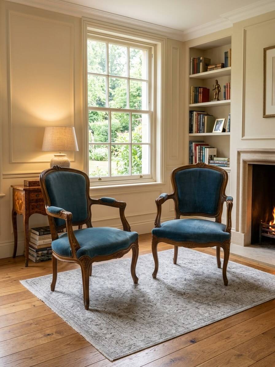 Pair of Louis XV style cabriolet armchairs