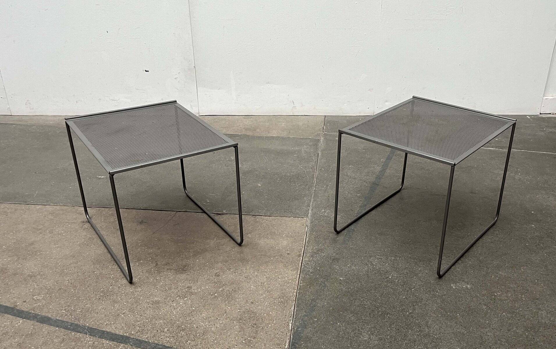 Postmodern perforated metal nesting side tables from Ikea, 1980s, set of 2.