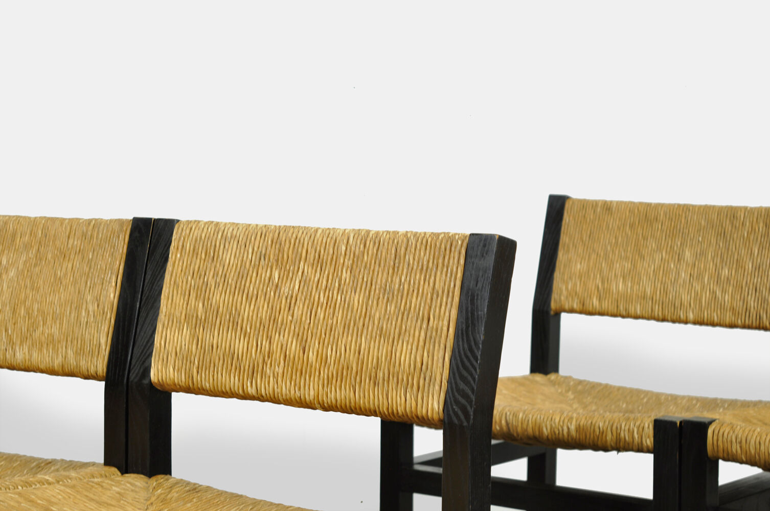 Set of 6 dining chairs with wicker seats by Martin Visser and produced by ‘t Spectrum, 1970s