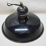 Pendant lamp industrial workshop lampshade in vintage black enameled metal