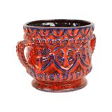 Bay Bodo Mans Red Blue Flowerpot West Germany Pottery Vase 166-21