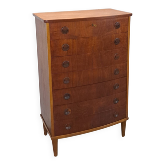 Deens gebogen ladekast met 7 lades en ronde grepen