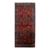 Burgundy Red Floral Wool Runner Rug,1960s Traditional Oriental Stair Runner