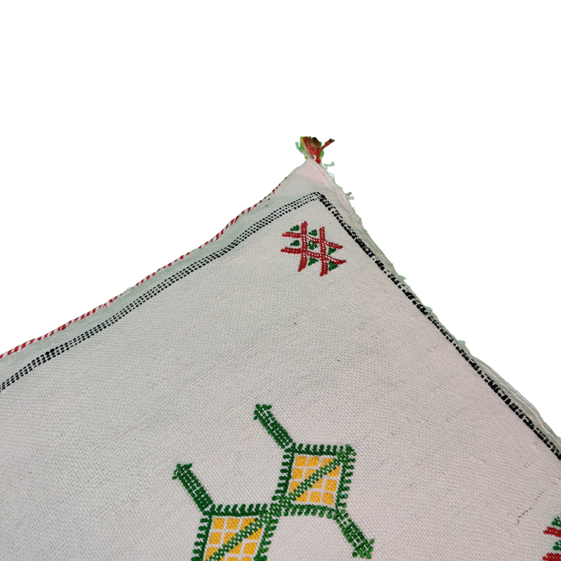 Berber cushion Sabra white green pattern