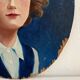 Old oil painting on oval wood with roses thrown from the 30s