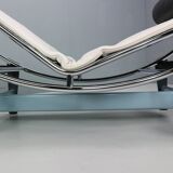 White leather LC4 chaise longue by Le Corbusier for Cassina, 1960s