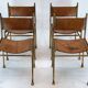 Set of 4 Brass and Leather Chairs by Luciano Frigerio, Italy, 1970s