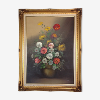 Tableau "fleurs" signé delreux