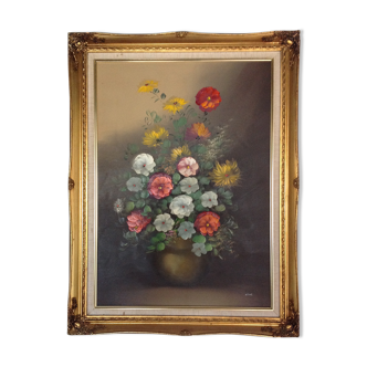 Tableau "fleurs" signé delreux