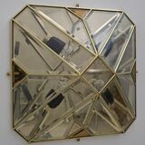 Mid-Century Modern Italian Brass and Frosted Glass Ceiling Lights, '70