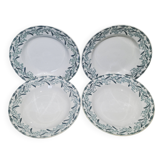 Lot de 4 assiettes à soupe en faïence de Moulin des Loups modèle Mimosas