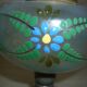 Vase de lampe à pétrole peint sur pied en étain du XIXème