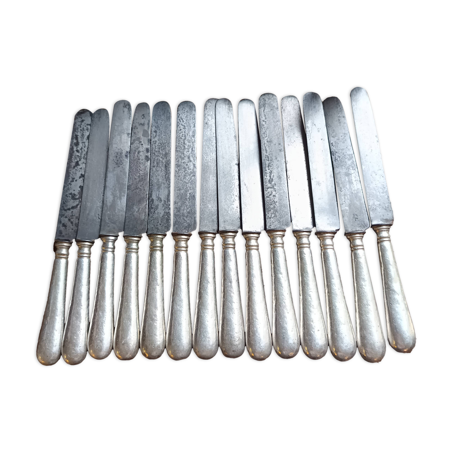 12 large silver-plated metal knives by Christofle 1860 monogrammed Palace Arcachon