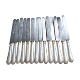 12 large silver-plated metal knives by Christofle 1860 monogrammed Palace Arcachon