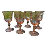 6 antique Rosaline liqueur glasses – vintage pink glass – 50s/60s