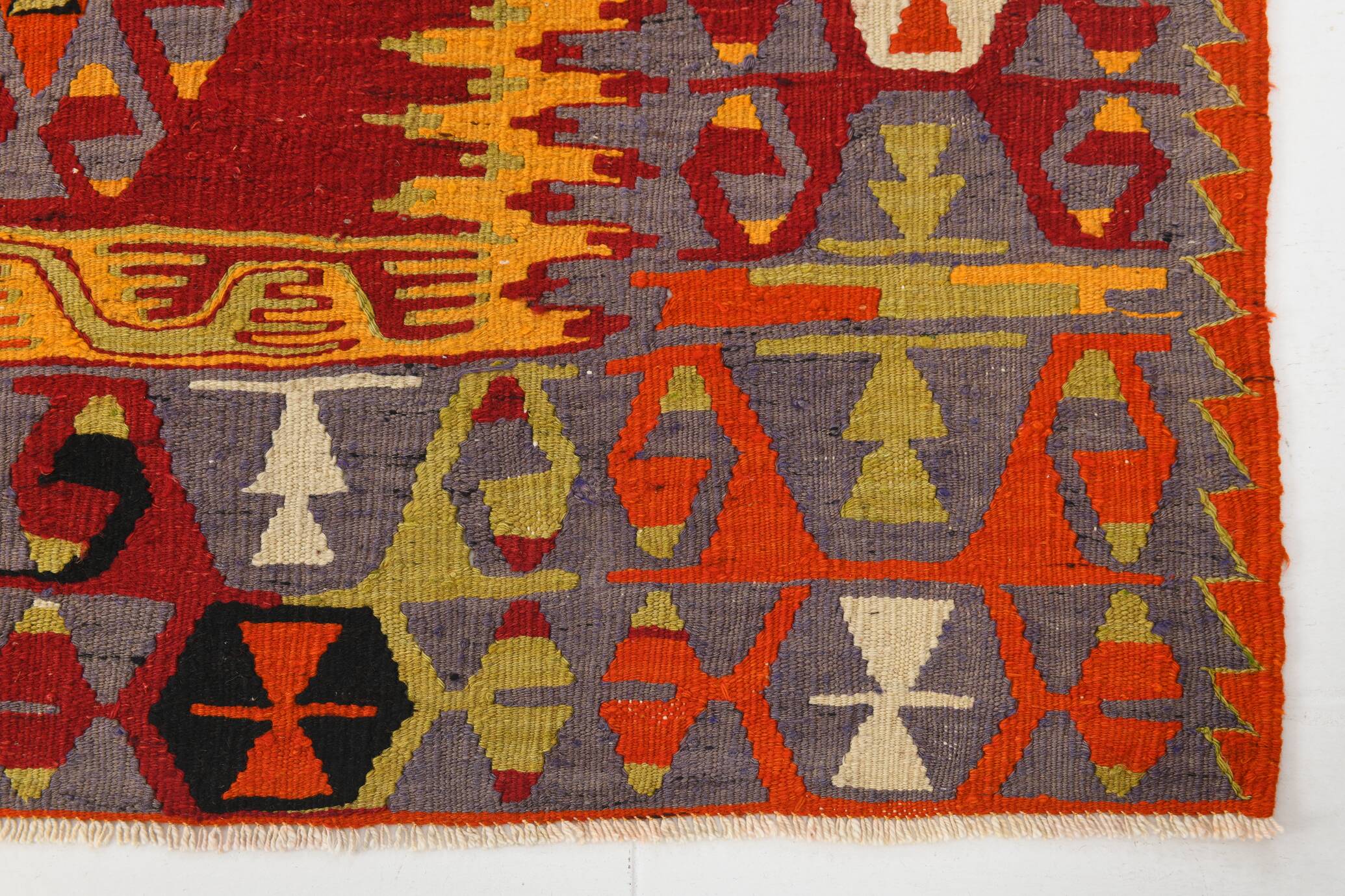 Turkish Red & Orange Tribal Vintage Kilim Rug, 168x295Cm