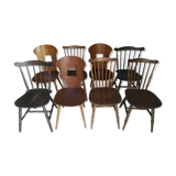 Eight mismatched bistro chairs