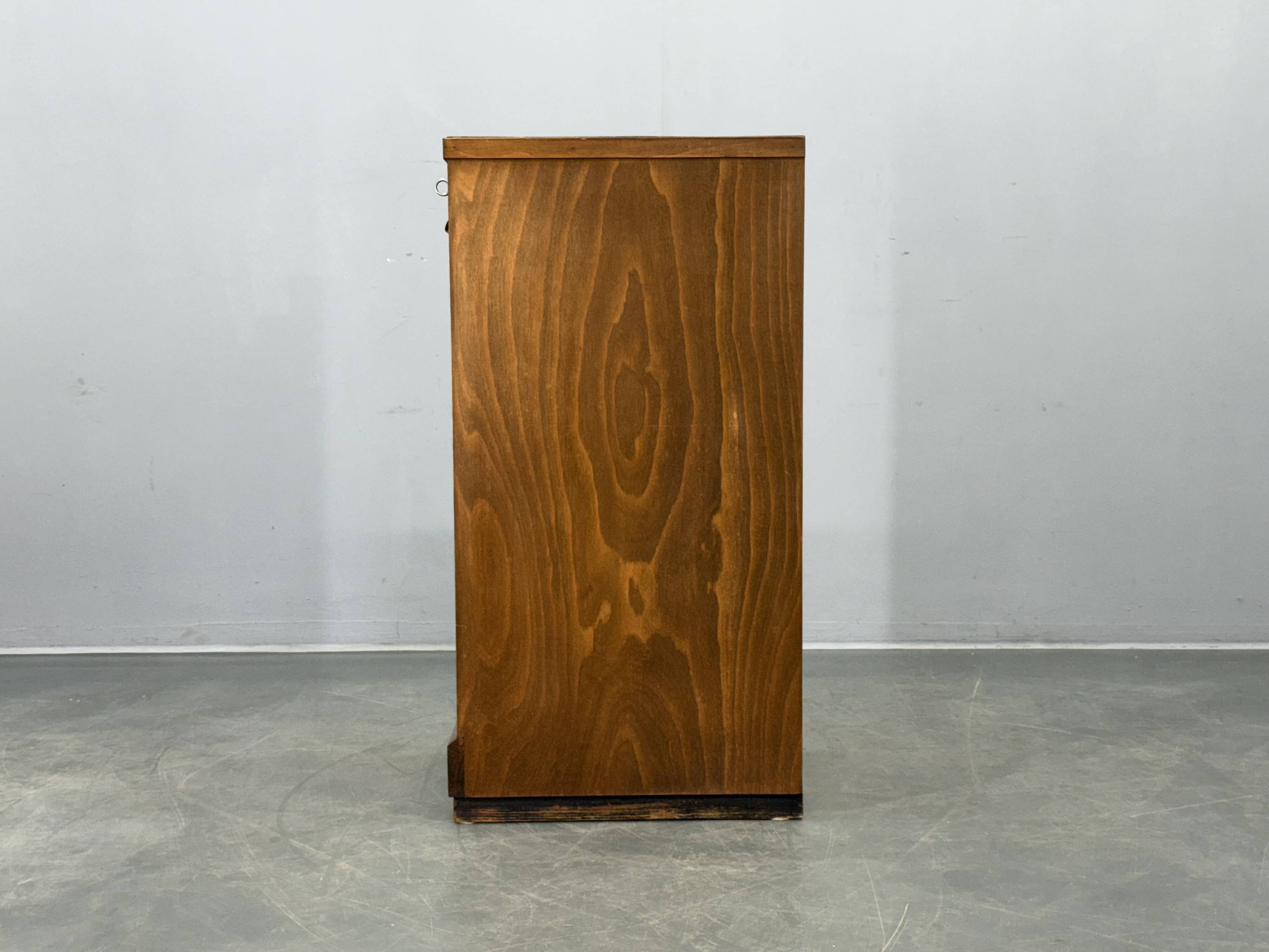 Art Deco Beech Tambour Office Cabinet, Czechoslovakia 1940s