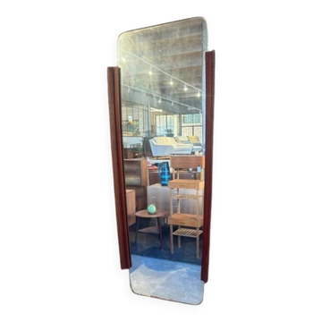 Irregular mirror with side teak frame, Denmark 1960