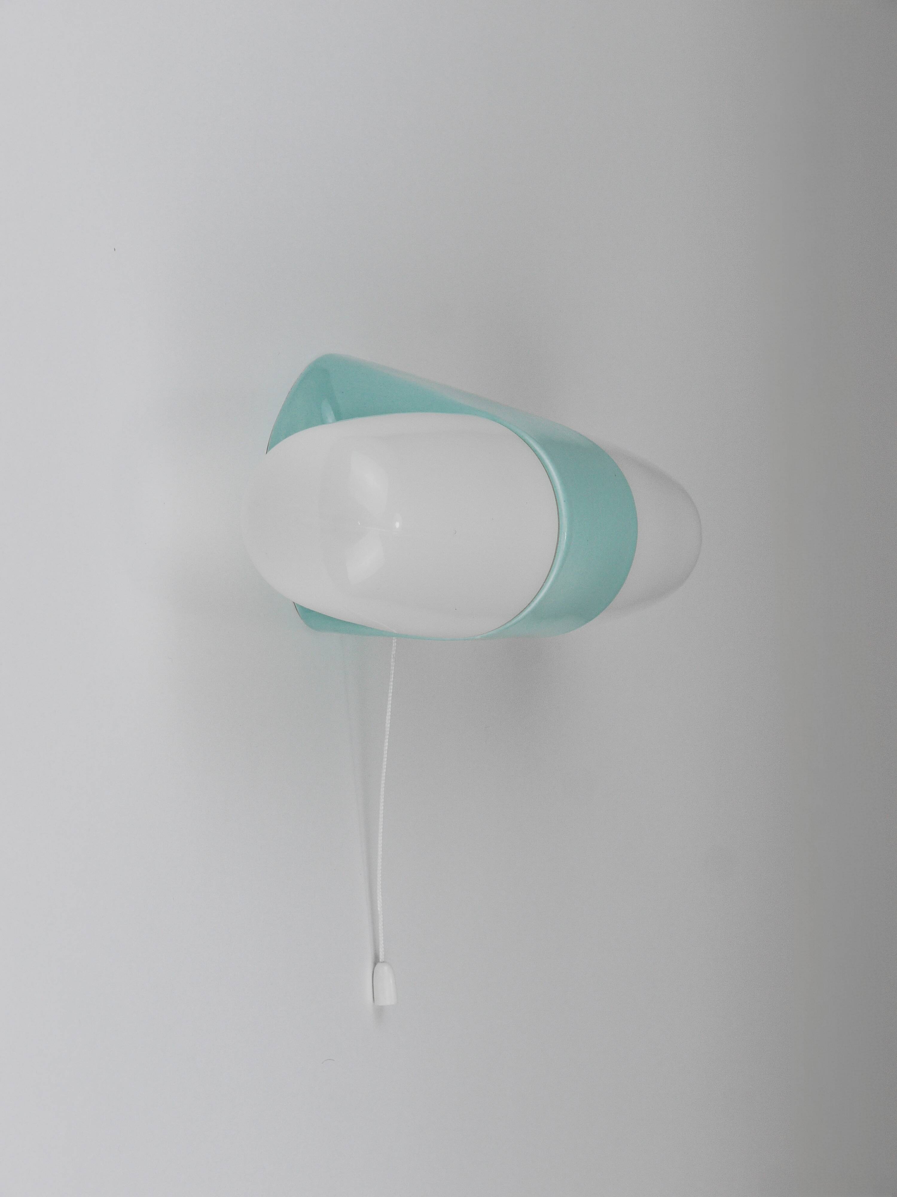 Wilhelm Wagenfeld Bauhaus Turquoise Double Sconce Wall Light, Germany, 1950