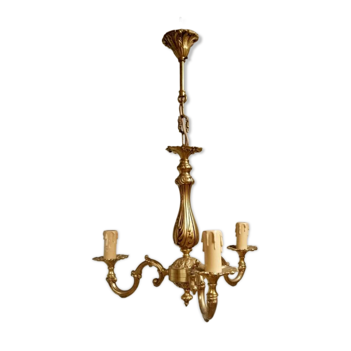 Louis xv bronze 3 branch chandelier vintage timeless elegance